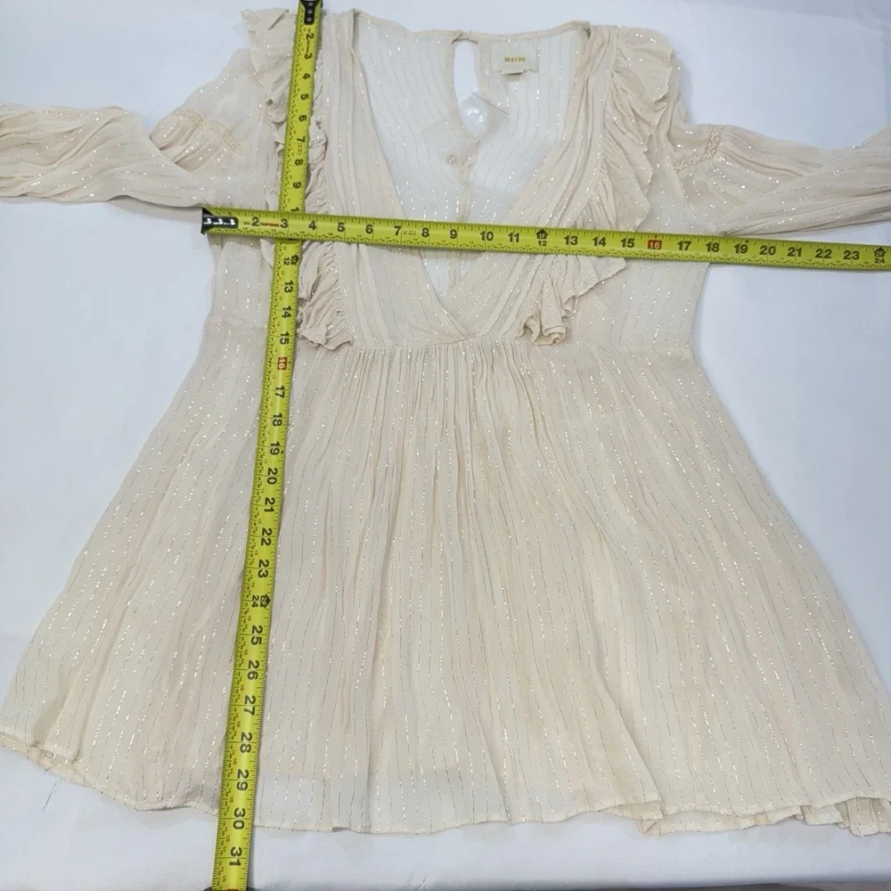 NWOT Maeve Anthropologie Ruffle Wynn Metallic Stripe Boho Peasant Flowy Size 4 - Picture 13 of 14